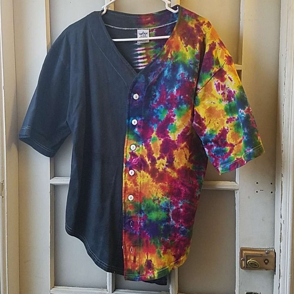 Unisex Tie-dyed Baseball Jersey Style Shirt
